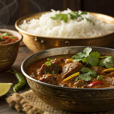 Curry à la poêle avec du riz